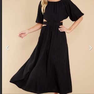 Black Open Back Midi Dress